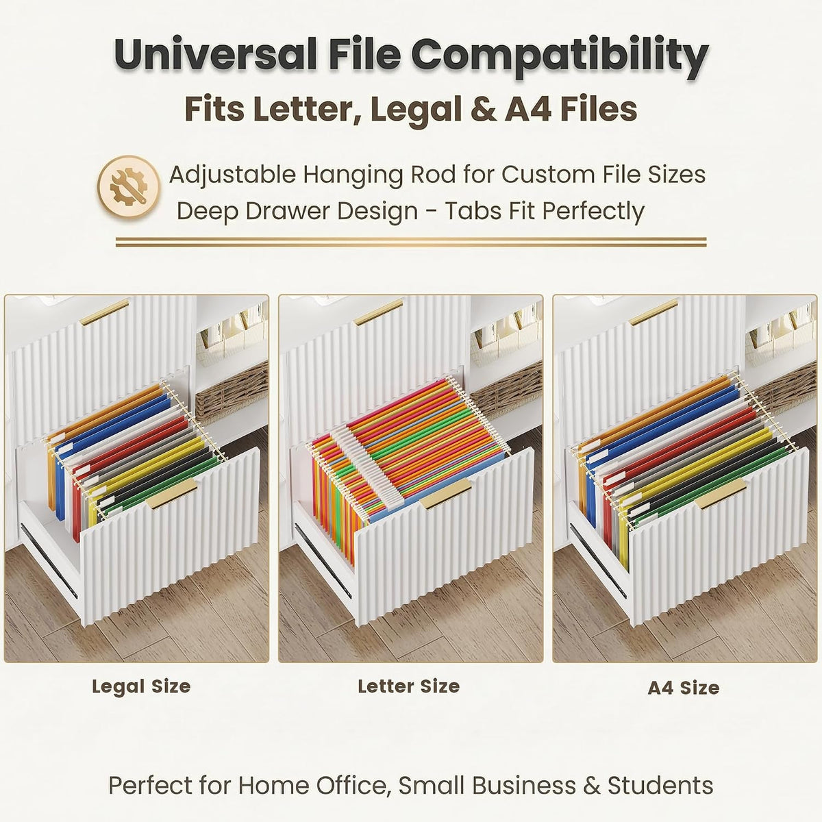 Architectural White Fluted Oak Filing Cabinet Locking